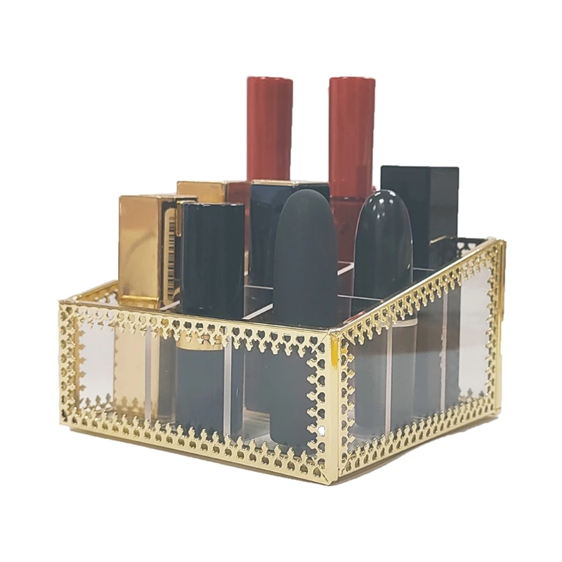 Lipstick Organizer 9 Slots Handmade Glass and Brass Lipstick Holder Transparent Lip Gloss Display Decoration for Dresser
Lipstick Organizer 9 Slots Handmade Glass and Brass Lipstick Holder Transparent Lip Gloss Display Decoration for Dresser