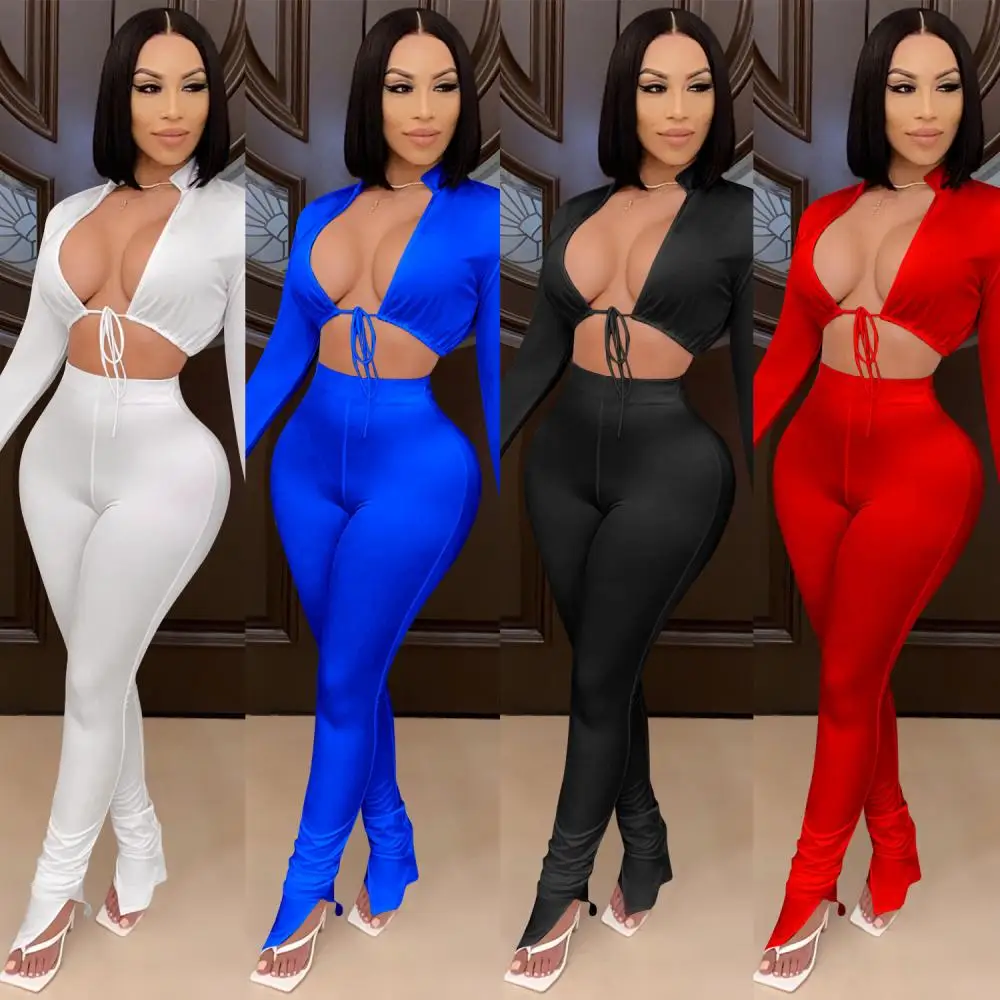 Autumn New Style Long-Sleeved Trousers Suit Sexy Lace Hollow Low-Cut Super Short Top High Waist Tight 2-Piece Set
Autumn New Style Long-Sleeved Trousers Suit Sexy Lace Hollow Low-Cut Super Short Top High Waist Tight 2-Piece Set
