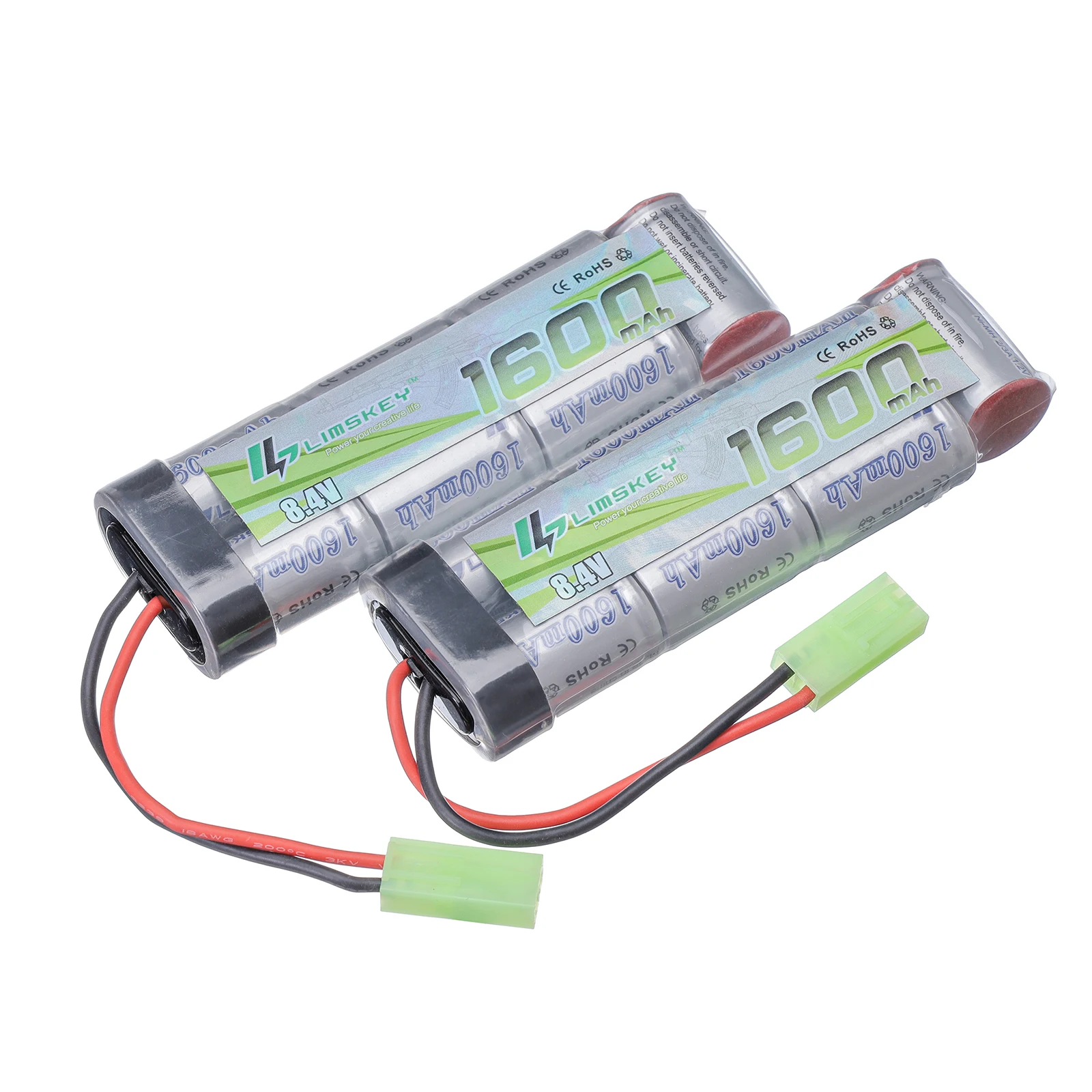Limskey 2pcs 7S 2/3A 8.4V 1600mAh NiMH Flat Battery with Mini Tamiya Connector for Airsoft Guns MP5, Scar, M249, M240B, M60, G36
Limskey 2pcs 7S 2/3A 8.4V 1600mAh NiMH Flat Battery with Mini Tamiya Connector for Airsoft Guns MP5, Scar, M249, M240B, M60, G36