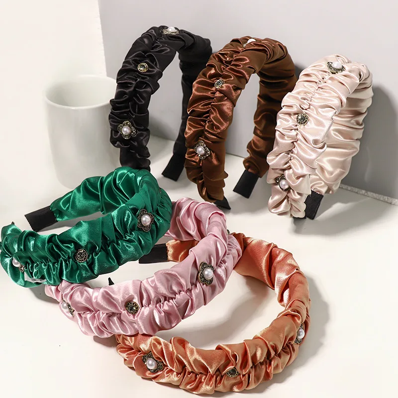 Women Pleated Silk Satin Hairpin Hair Hoop Girl Temperament Sparkly Color Crystal Elastic Hairbands Adult Fashion Clip Ornament
Women Pleated Silk Satin Hairpin Hair Hoop Girl Temperament Sparkly Color Crystal Elastic Hairbands Adult Fashion Clip Ornament