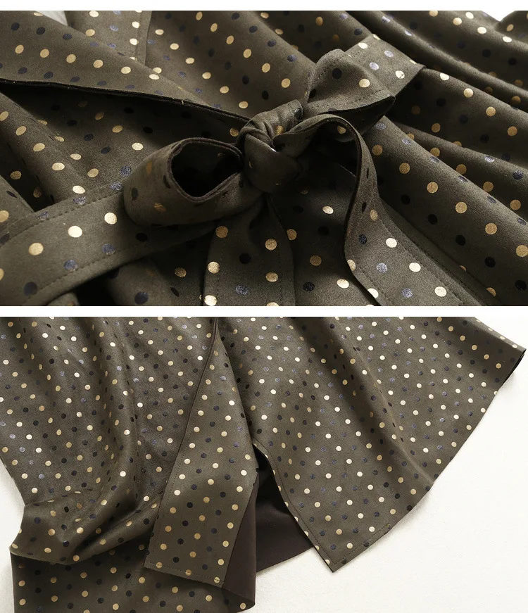 Polka Suede 2021 Autumn New Dot Jacket Womens Fashion Turn-down Collar Adjustable Waist Vintage Trench Coat Women
Polka Suede 2021 Autumn New Dot Jacket Womens Fashion Turn-down Collar Adjustable Waist Vintage Trench Coat Women