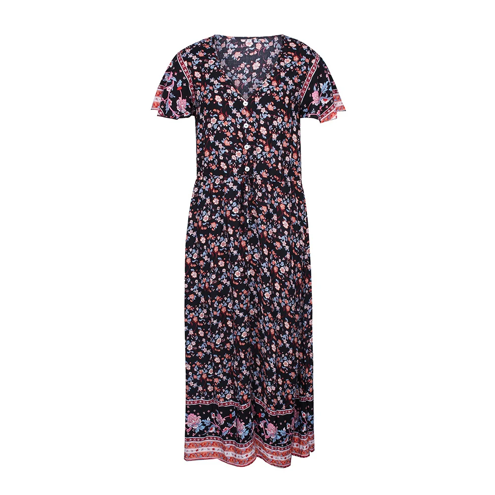 Women Short Sleeve Sexy V-neck Printed Dress Summer Holiday Elegant A-line High Waist Split Long Ruffled Beach Dress
Women Short Sleeve Sexy V-neck Printed Dress Summer Holiday Elegant A-line High Waist Split Long Ruffled Beach Dress