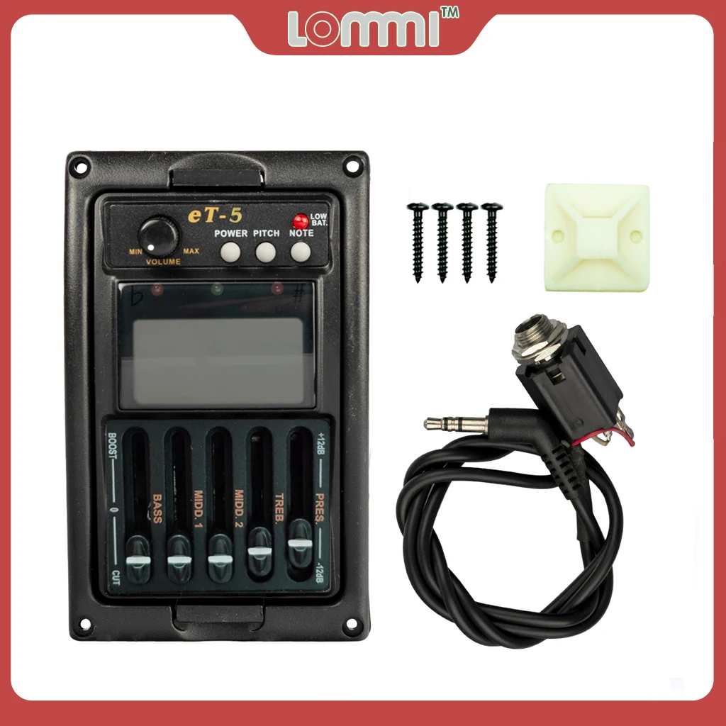 LOMMI 5 Bands ET-5 Acoustic Guitar Preamp EQ Tuner Piezo Pickup Equalizer Acoustic Guitar Preamp SET
LOMMI 5 Bands ET-5 Acoustic Guitar Preamp EQ Tuner Piezo Pickup Equalizer Acoustic Guitar Preamp SET