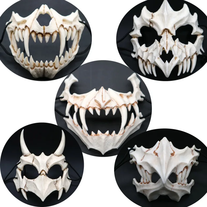 Половина животного Хэллоуин Карнавальная маска с длинными зубами демон