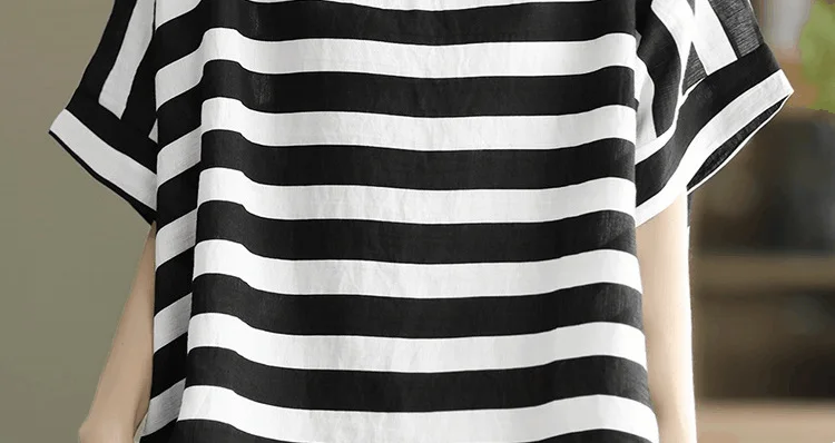 2021 Summer Ladies New Artistic Striped Cotton Linen Top Plus Size Short Sleeve Loose Women T-shirt Fashion O-Neck Pullover Tee
2021 Summer Ladies New Artistic Striped Cotton Linen Top Plus Size Short Sleeve Loose Women T-shirt Fashion O-Neck Pullover Tee