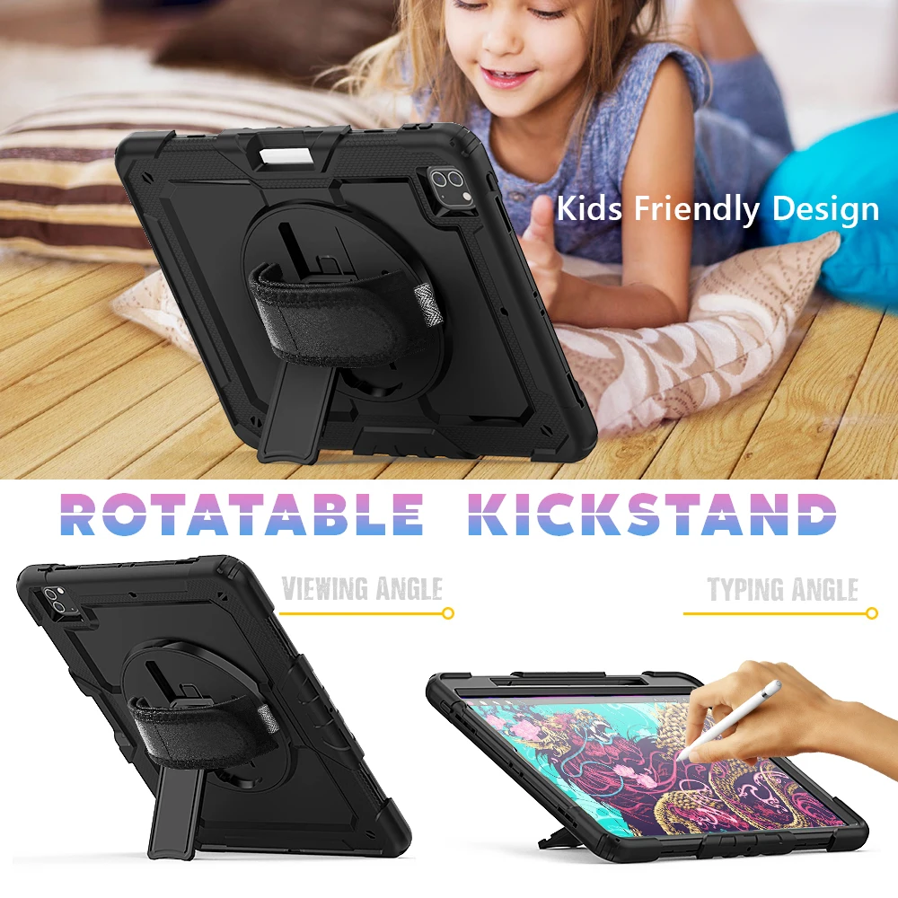 Shockproof Heavy Duty Protection Tablet Case for iPad Pro 12.9 Inch 2020 Soft Silicone Full Body Cover with Removable Kickstand 
Shockproof Heavy Duty Protection Tablet Case for iPad Pro 12.9 Inch 2020 Soft Silicone Full Body Cover with Removable Kickstand