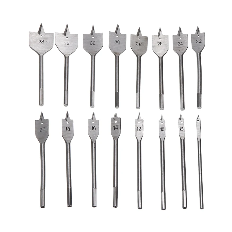 6Pcs/Set 6-38MM Wood Flat Drill Set Carbon Steel Woodworking Spade Drill Bits Durable Woodworking Tool Sets For Electric Hammer
6Pcs/Set 6-38MM Wood Flat Drill Set Carbon Steel Woodworking Spade Drill Bits Durable Woodworking Tool Sets For Electric Hammer