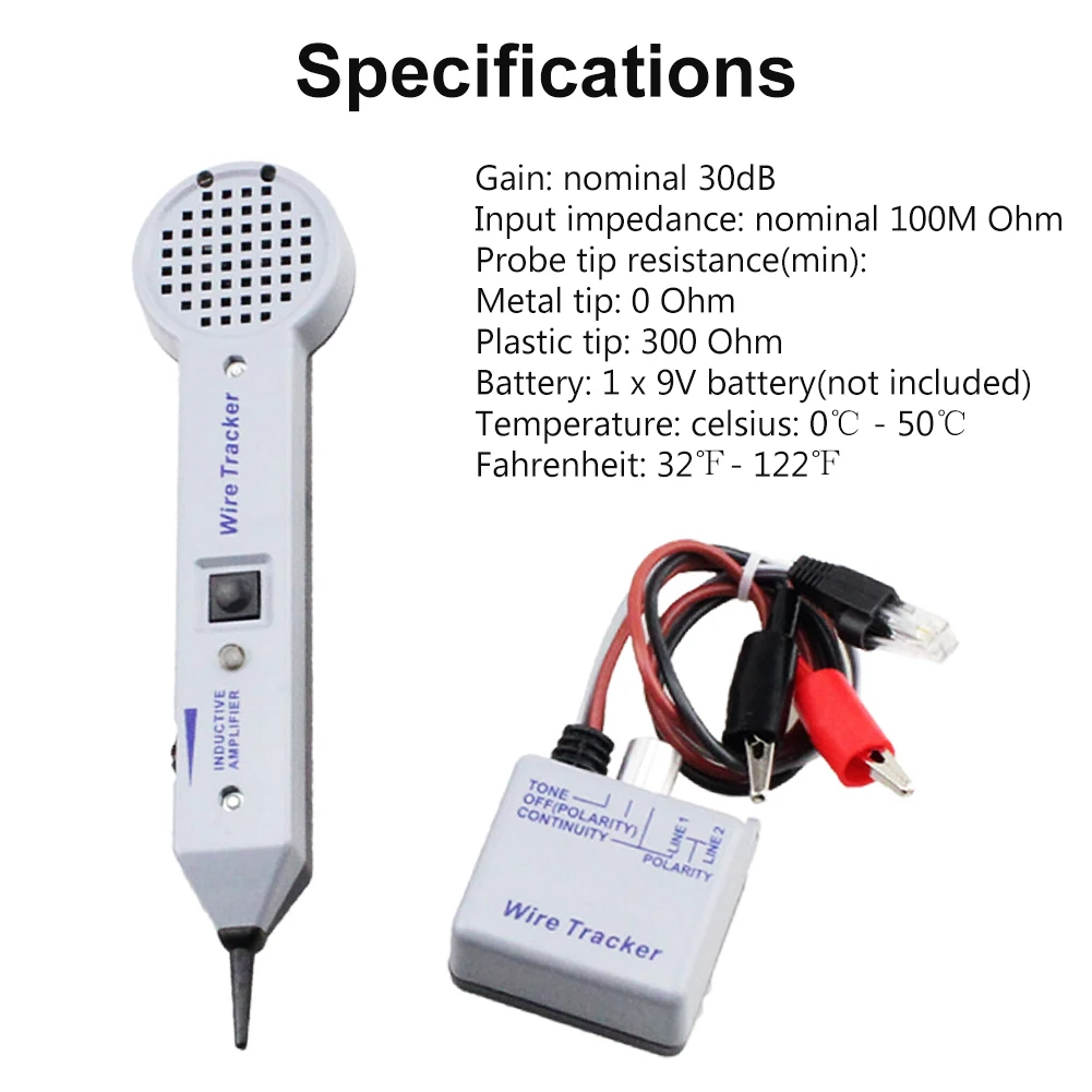 200EP Home Cable Tester High Accuracy Tone Generator Kit Wire Tracker Adjustable Volume Line Finder Inductive Amplifier Tracers
200EP Home Cable Tester High Accuracy Tone Generator Kit Wire Tracker Adjustable Volume Line Finder Inductive Amplifier Tracers