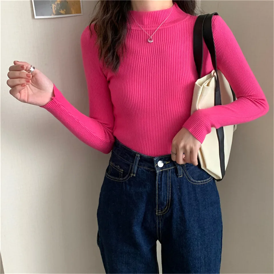 Осенний вязаный свитер, женские облегающие пуловеры с высоким воротником, свитеры, женские зимние повседневные однотонные вязаные пуловер... 
Осенний вязаный свитер, женские облегающие пуловеры с высоким воротником, свитеры, женские зимние повседневные однотонные вязаные пуловер...