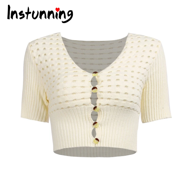 Instunning Knitted Hollow Out T shirt Women Short Sleeve Retro Cropped Top Summer Vintage Beach Top Single Buttons Tee Tops 2021
Instunning Knitted Hollow Out T shirt Women Short Sleeve Retro Cropped Top Summer Vintage Beach Top Single Buttons Tee Tops 2021