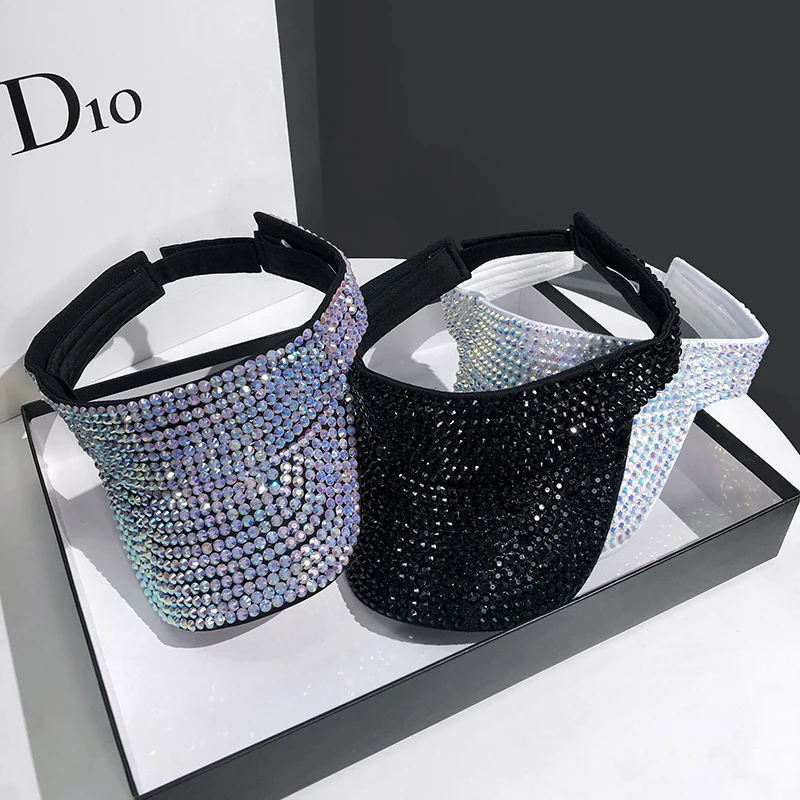 Luxury Rhinestone Women Hats Ponytail Fashion Shiny Visors Empty Top Sun Hats Outdoor UV Protection Beach Caps gorros
Luxury Rhinestone Women Hats Ponytail Fashion Shiny Visors Empty Top Sun Hats Outdoor UV Protection Beach Caps gorros