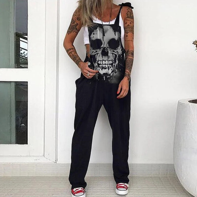 2021 European and American Women's Straight Style Street Fashion Skull Print Overalls
2021 European and American Women's Straight Style Street Fashion Skull Print Overalls