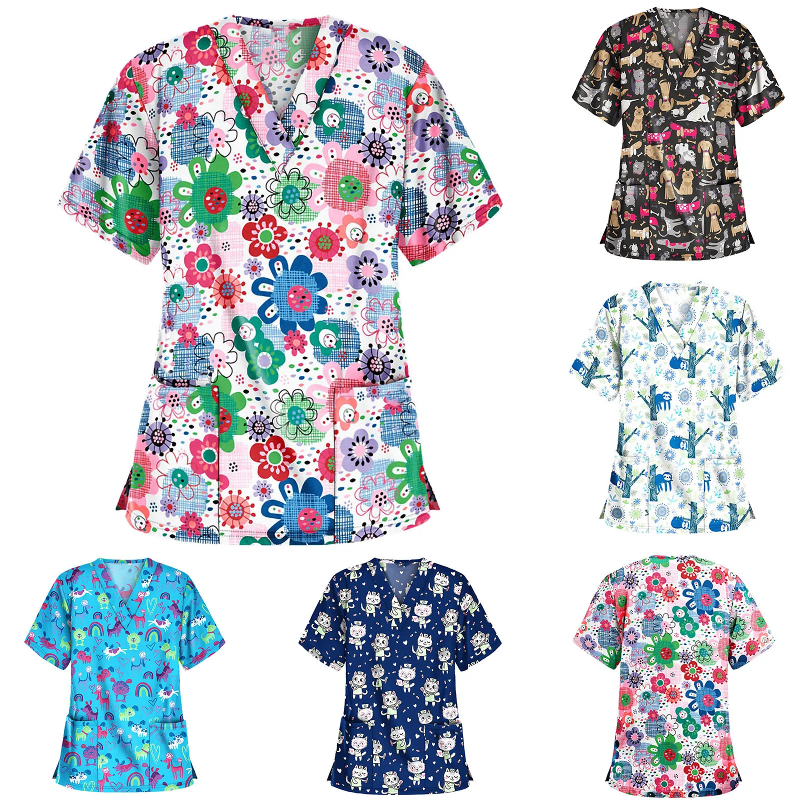 Uniforme Enfermera Women Short Sleeve V-neck Cartoon Print Tops Nurse Overalls Work Scrubs Uniform Blouse J30
Uniforme Enfermera Women Short Sleeve V-neck Cartoon Print Tops Nurse Overalls Work Scrubs Uniform Blouse J30