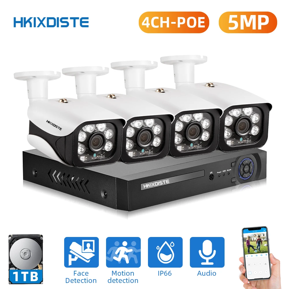 H.265 5MP CCTV Security Camera System 4CH POE NVR With 5.0MP IP Camera CCTV Kit Waterproof IP66 Video Surveillance System XMEye
H.265 5MP CCTV Security Camera System 4CH POE NVR With 5.0MP IP Camera CCTV Kit Waterproof IP66 Video Surveillance System XMEye