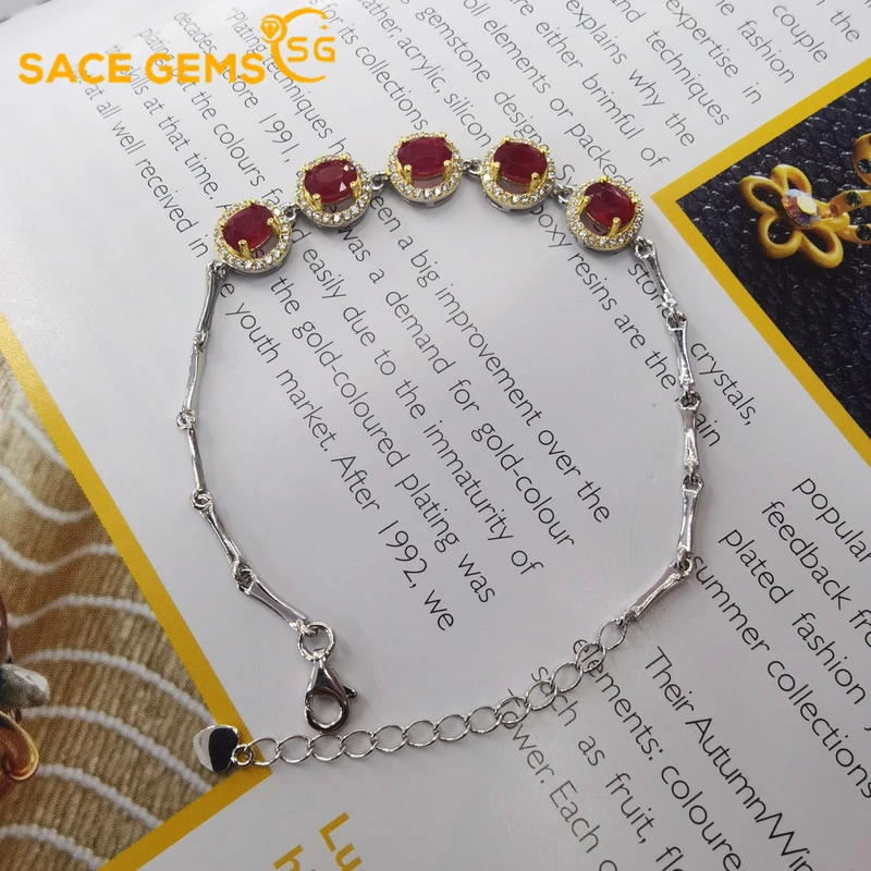 SACE GEMS 100% 925 Sterling Silver Luxury Ruby Sparkling High Carbon Diamond Bracelrts for Women Wedding Party Fine Jewelry
SACE GEMS 100% 925 Sterling Silver Luxury Ruby Sparkling High Carbon Diamond Bracelrts for Women Wedding Party Fine Jewelry