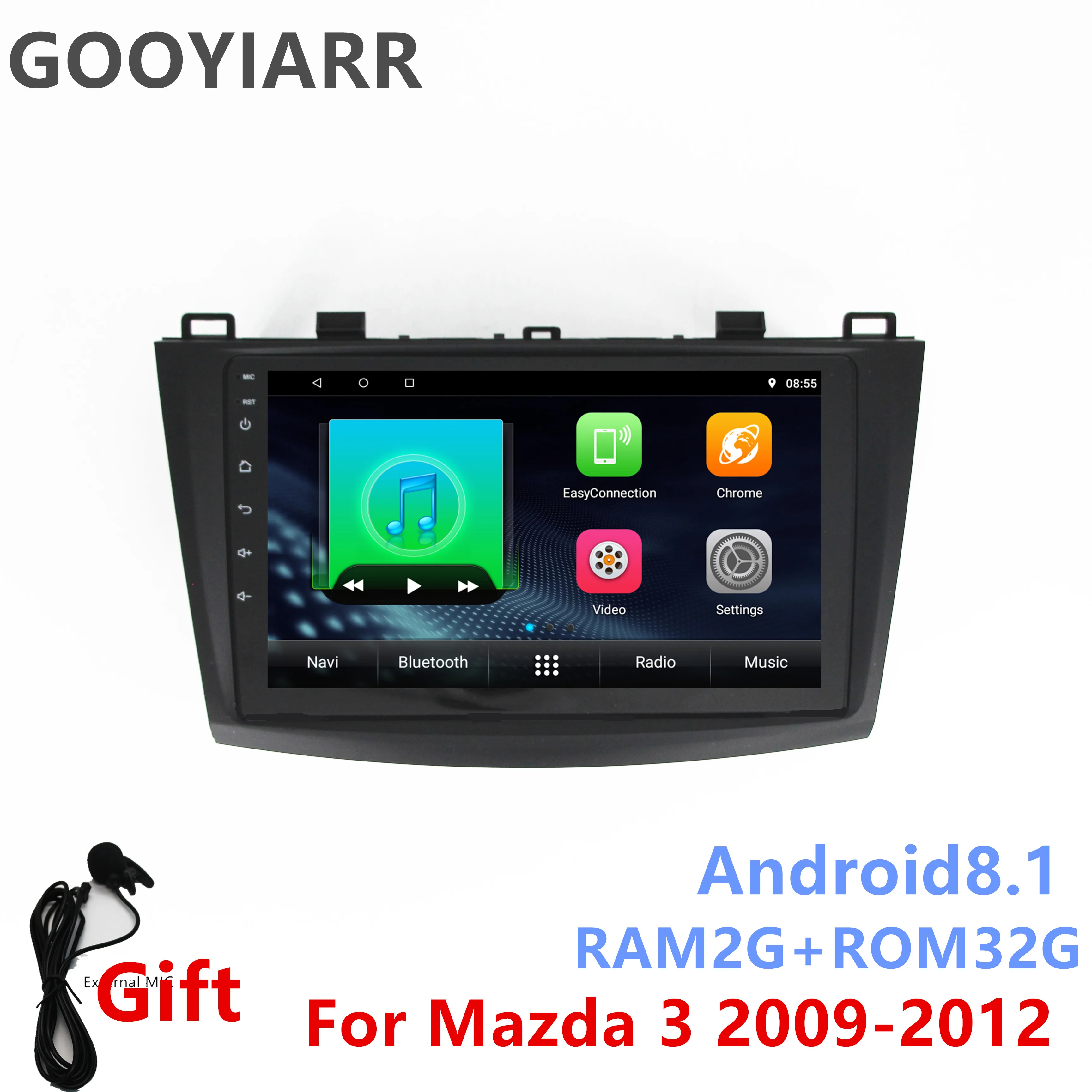Автомагнитола 2din мультимедийный плеер на Android для Mazda3 2009 2010 2011 2012 с gps навигацией BT