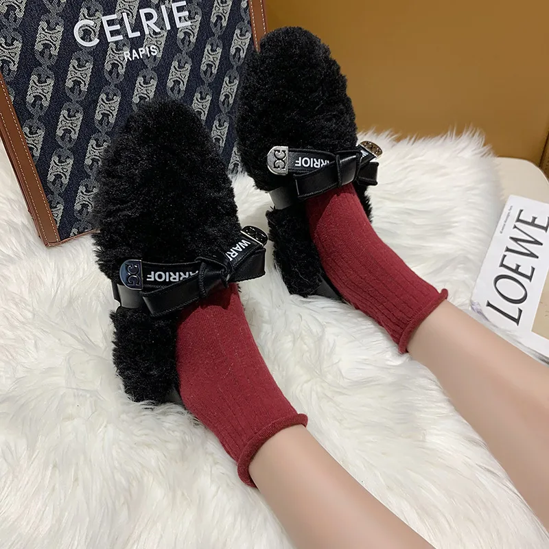 2020Women's Shoes For Winter New Fur Fashionable Bowknot All-match Plus Velvet Peas Trendy and comfortable Light Round Head Flat
2020Women's Shoes For Winter New Fur Fashionable Bowknot All-match Plus Velvet Peas Trendy and comfortable Light Round Head Flat