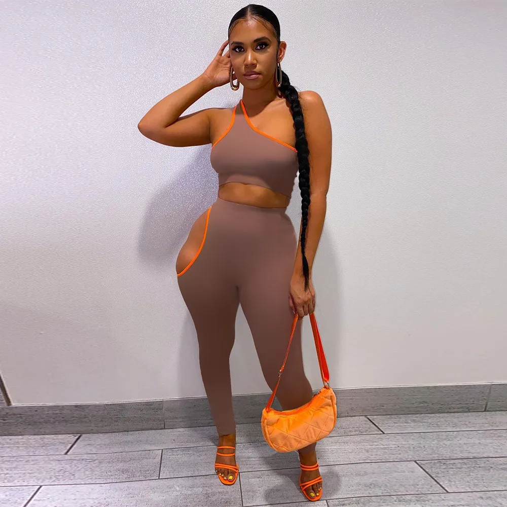 One Shoulder Asymmetrical 2 Piece Pant Suit Summer Tracksuit Sleeveless Bandage Crop Top+side Cit Out Skinny Legging Tracksuits
One Shoulder Asymmetrical 2 Piece Pant Suit Summer Tracksuit Sleeveless Bandage Crop Top+side Cit Out Skinny Legging Tracksuits