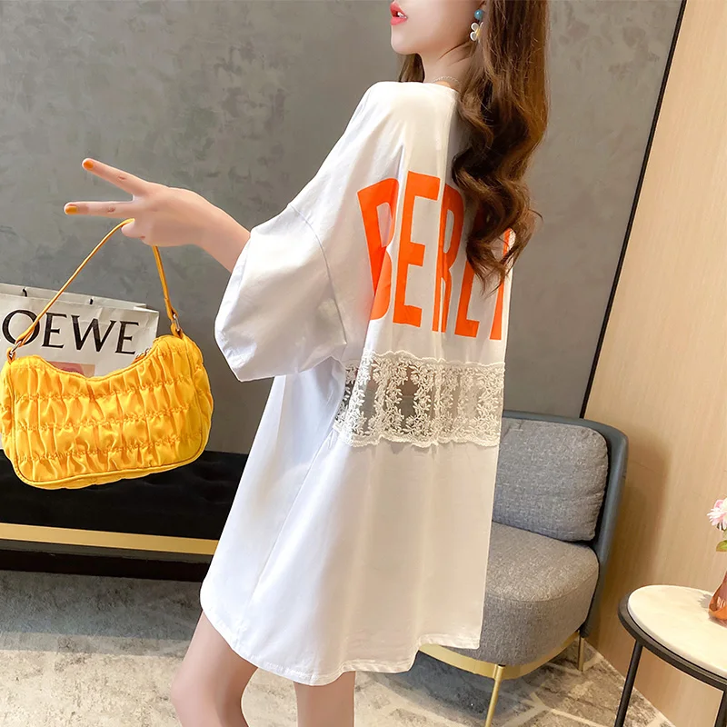 #0666 черно-белые длинные футболки, женские летние Сращенные кружевные ажурные Хлопковые женские футболки с круглым вырезом и буквенным прин...
#0666 черно-белые длинные футболки, женские летние Сращенные кружевные ажурные Хлопковые женские футболки с круглым вырезом и буквенным прин...