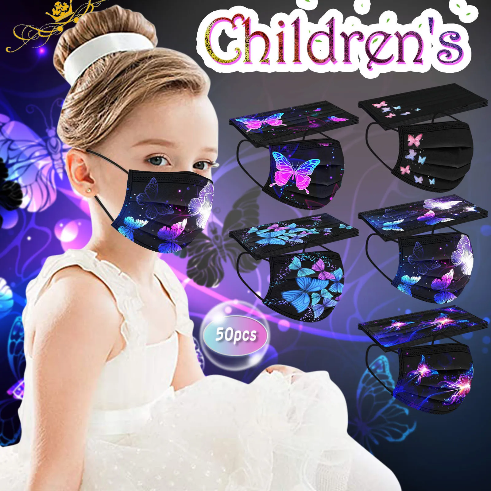 50PCS Mask Protector Dustproof Children Face masque 3Ply mascara Ear Loop Cosplay Facial Black Disposable Butterfly mascherina
50PCS Mask Protector Dustproof Children Face masque 3Ply mascara Ear Loop Cosplay Facial Black Disposable Butterfly mascherina