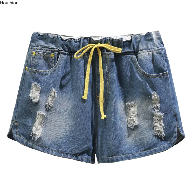 Houthion New Denim Shorts Casual Fashion Pocket High Waist Elastic Waist Summer Plus Size Hole Solid short jeans
Houthion New Denim Shorts Casual Fashion Pocket High Waist Elastic Waist Summer Plus Size Hole Solid short jeans