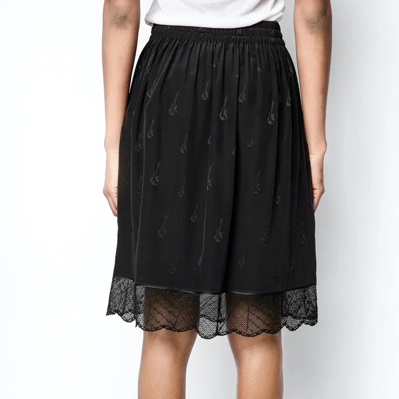 2021 New Summer Women Lace Stitching Midi Skirt Jacquard Black Split Long Skirt Lace-Up Knee-Length Skirt Elastic Waist Bottoms
2021 New Summer Women Lace Stitching Midi Skirt Jacquard Black Split Long Skirt Lace-Up Knee-Length Skirt Elastic Waist Bottoms