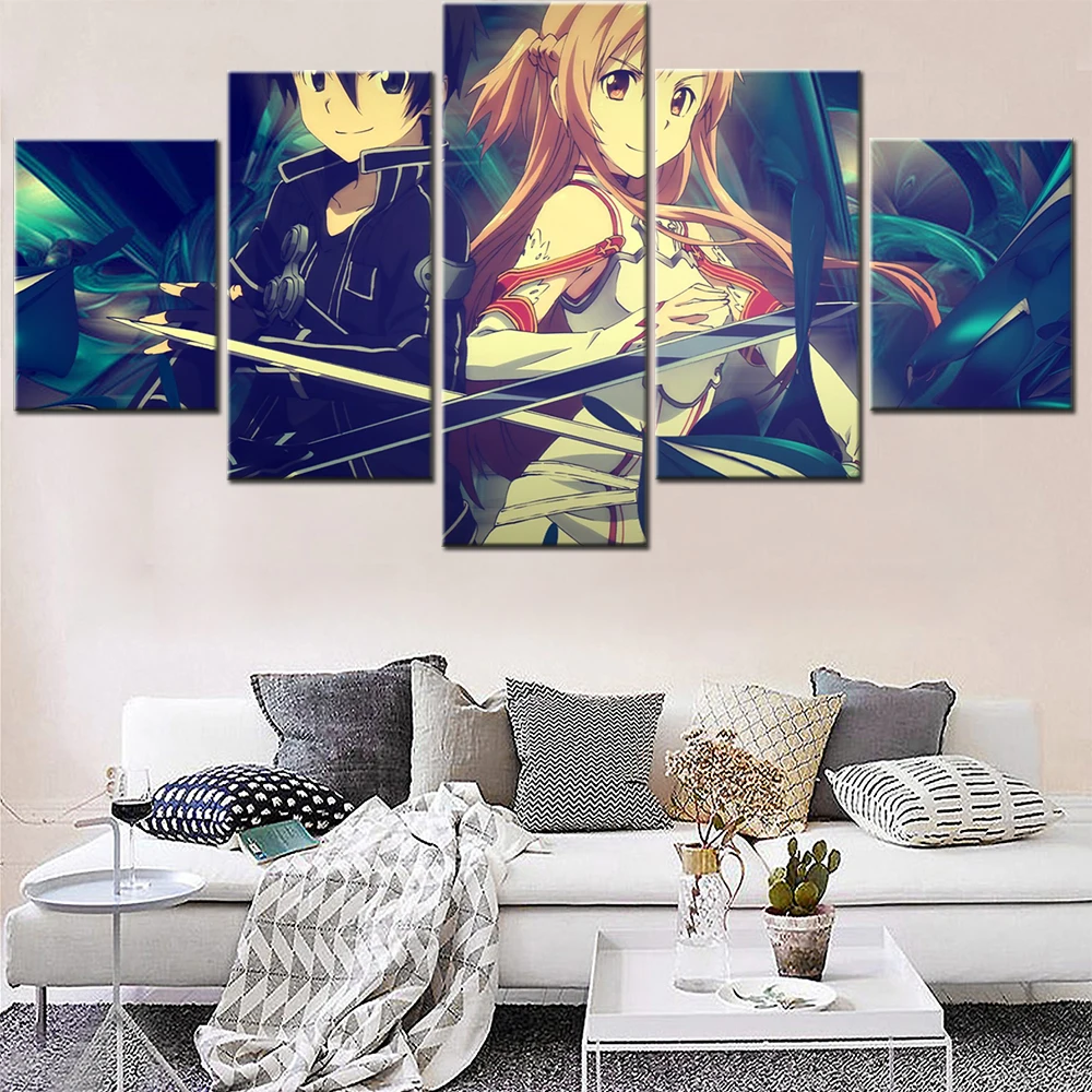 Wall Art Canvas Framed 5 Piece Anime Figure Poster HD Sword Art Online Modular Painting Wall Pictures Living Room Decoration
Wall Art Canvas Framed 5 Piece Anime Figure Poster HD Sword Art Online Modular Painting Wall Pictures Living Room Decoration