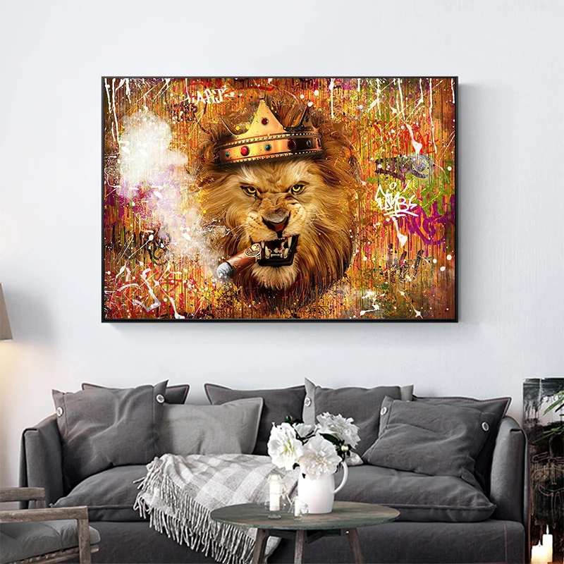 King Of Lion Smoking A Cigar Canvas Painting Wall Art Graffiti Boss Animal Beast Poster Prints For Living Room Modern Home Decor
King Of Lion Smoking A Cigar Canvas Painting Wall Art Graffiti Boss Animal Beast Poster Prints For Living Room Modern Home Decor