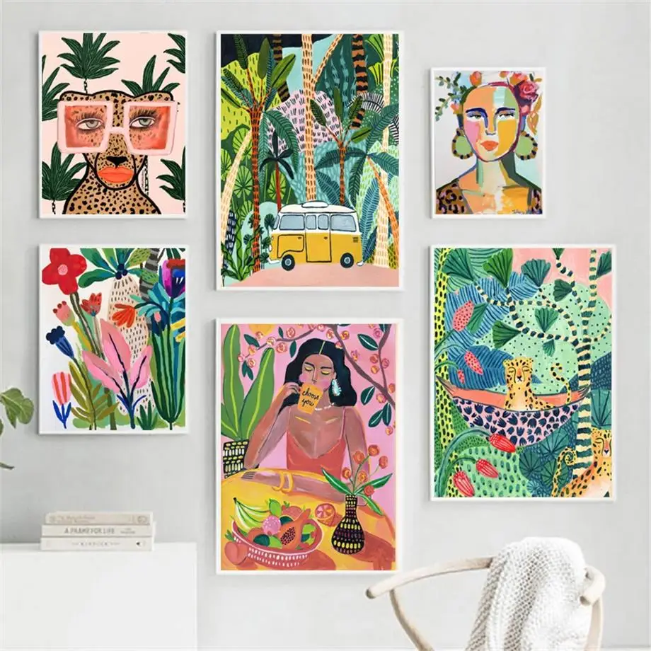 Tropical Colorful Girl Car Flower Koala Leopard Wall Art Canvas Posters And Prints PaintingWall Pictures For Living Room Decor
Tropical Colorful Girl Car Flower Koala Leopard Wall Art Canvas Posters And Prints PaintingWall Pictures For Living Room Decor