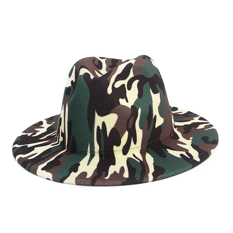 New Simple Top Hat Fashion Flat-Brimmed Hats Fedora Hat Camouflage Printing Jazz Cap Men Women
New Simple Top Hat Fashion Flat-Brimmed Hats Fedora Hat Camouflage Printing Jazz Cap Men Women