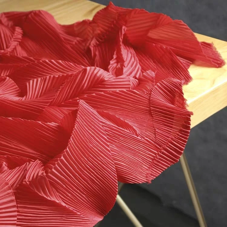 Red Stereo louver Pleated Fabric Miyake style DIY pants crepe dress skirts stage background garment design Cotton Fiber Fabric
Red Stereo louver Pleated Fabric Miyake style DIY pants crepe dress skirts stage background garment design Cotton Fiber Fabric