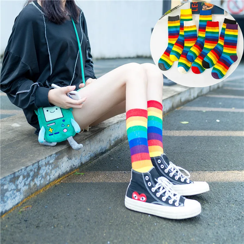 Rainbow Seven Colour Women Socks Spring and Autumn Pinkycolor Medium Solid Stripe Color For Fashion Girl Stockings Over The Knee
Rainbow Seven Colour Women Socks Spring and Autumn Pinkycolor Medium Solid Stripe Color For Fashion Girl Stockings Over The Knee