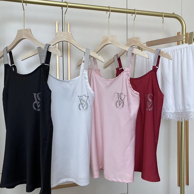 NEW Women Sexy Rhinestone Pajamas Sets Fashion Lace Brand Design Nightwear Comfort Pijamas Cute Pink Sleepwear Set 2 Piece Set 
NEW Women Sexy Rhinestone Pajamas Sets Fashion Lace Brand Design Nightwear Comfort Pijamas Cute Pink Sleepwear Set 2 Piece Set