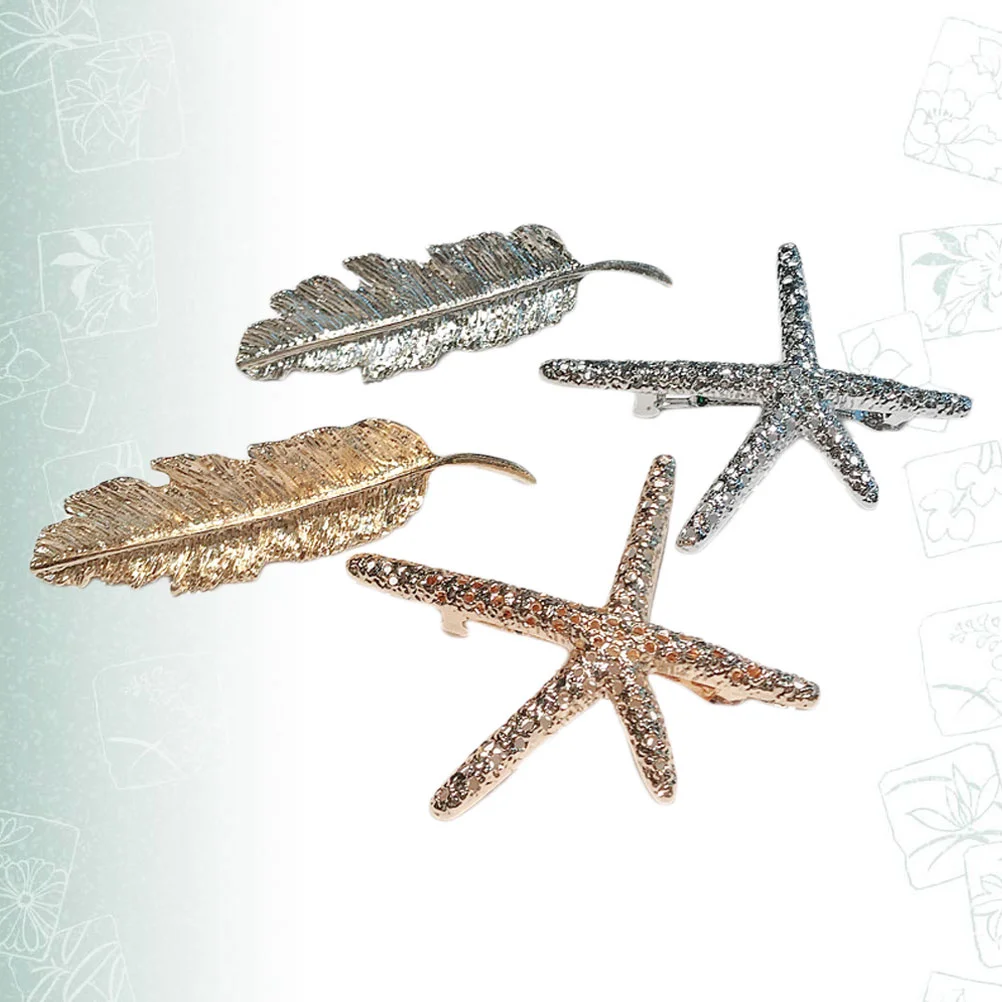 2 Sets Girls Fashion Hair Clip Feather Star Hairpin Hair Ornament Creative Hair Accessory (Golden, Silver)
2 Sets Girls Fashion Hair Clip Feather Star Hairpin Hair Ornament Creative Hair Accessory (Golden, Silver)