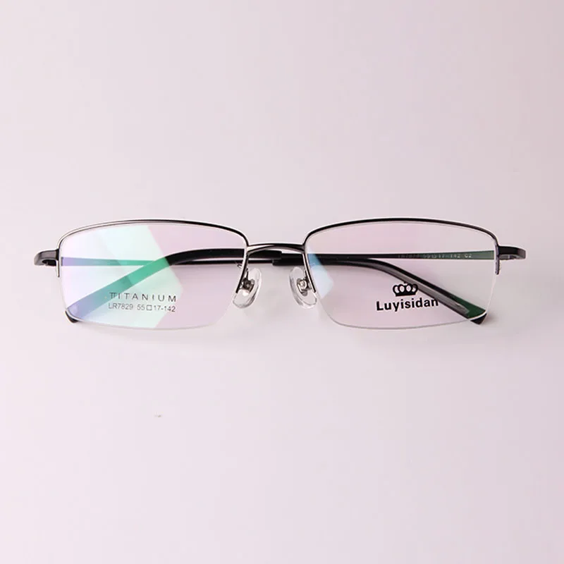 HEJIE Brand Man Pure Titanium Big Size Ultra-light Durable Eyeglasses Frames Half Rim Clear Lens For Male Size 55-17-142mm Y7829
HEJIE Brand Man Pure Titanium Big Size Ultra-light Durable Eyeglasses Frames Half Rim Clear Lens For Male Size 55-17-142mm Y7829