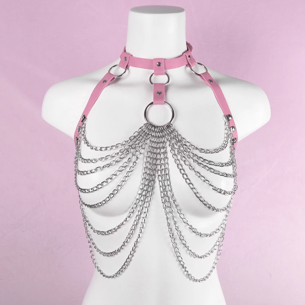 Leather Harness Women Metal Chain Tassel Chest Bra Cage Harajuku Gothic Suspenders Neck To Waist Belt Body Bondage Sexy Lingerie
Leather Harness Women Metal Chain Tassel Chest Bra Cage Harajuku Gothic Suspenders Neck To Waist Belt Body Bondage Sexy Lingerie