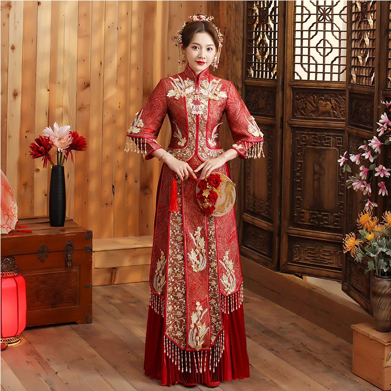 FZSLCYIYI Exquisite Embroidery Applique Cheongsam Chinese Bride Wedding Dress Elegant Marriage Qipao Suit Evening Gowns
FZSLCYIYI Exquisite Embroidery Applique Cheongsam Chinese Bride Wedding Dress Elegant Marriage Qipao Suit Evening Gowns