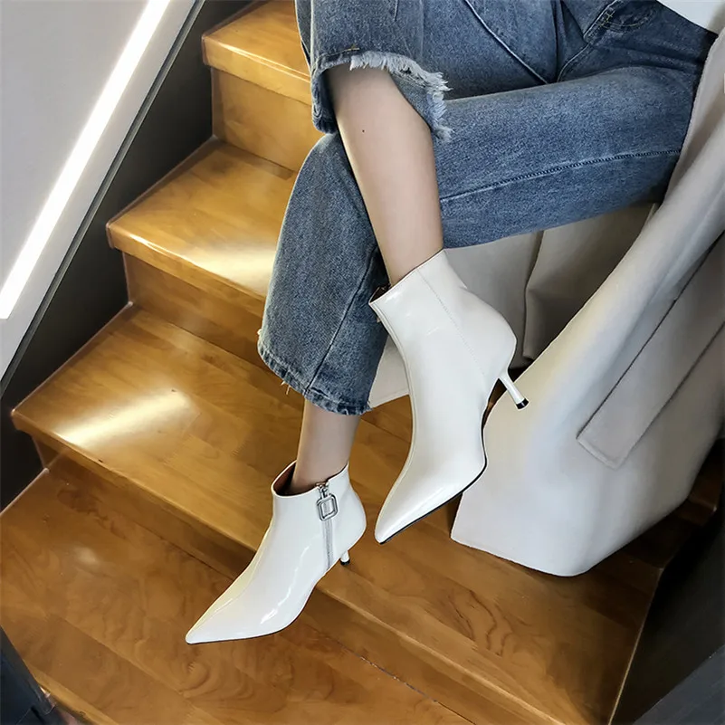 Meotina Winter Ankle Boots Women Natural Genuine Leather Thin High Heel Short Boots Zipper Pointed Toe Shoes Lady Autumn Size 39
Meotina Winter Ankle Boots Women Natural Genuine Leather Thin High Heel Short Boots Zipper Pointed Toe Shoes Lady Autumn Size 39