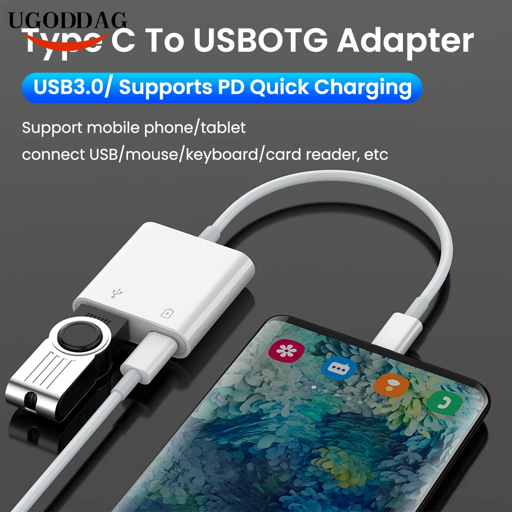 Адаптер 2 в 1 USB 3.0 Type-C OTG 18 Вт DP QC быстрая зарядка внешний дисковый конвертер