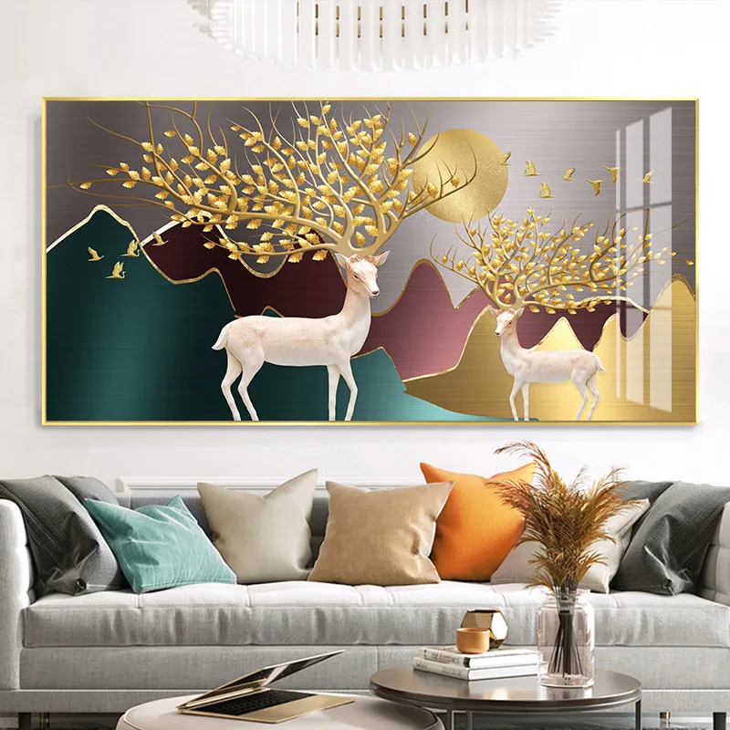 

Cartoon Deer Canvas Chinese Painting Calligraphy Posters and Prints Wall Art Pictures for Living Room Home Decoration NO frame