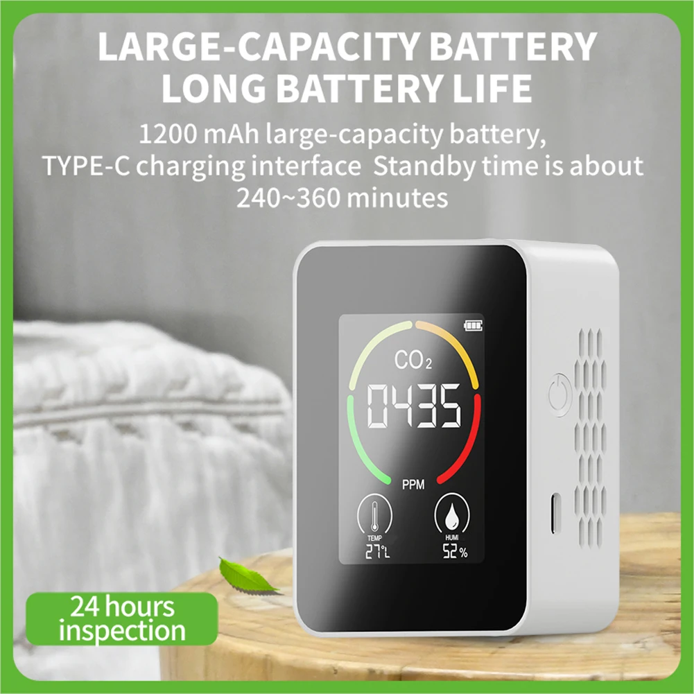 CO2 Detector Thermohygrometer Home Digital Air Detector Intelligent Air Quality Analyzer Household Air Pollution Monitor
CO2 Detector Thermohygrometer Home Digital Air Detector Intelligent Air Quality Analyzer Household Air Pollution Monitor