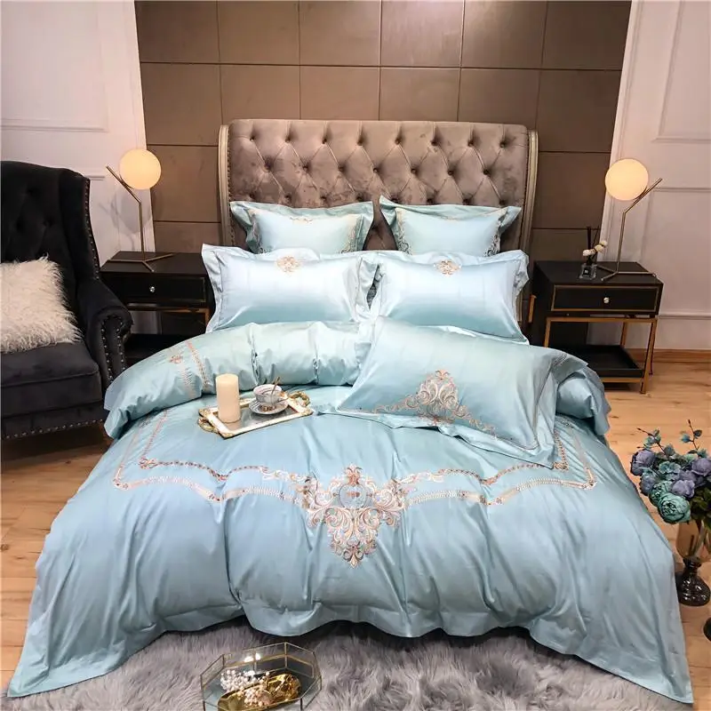 High End Egyptian Cotton Embroidery Duvet Cover set Queen King size 4Pcs White Blue Luxury Bedding Set Bed sheet Pillowcase
High End Egyptian Cotton Embroidery Duvet Cover set Queen King size 4Pcs White Blue Luxury Bedding Set Bed sheet Pillowcase