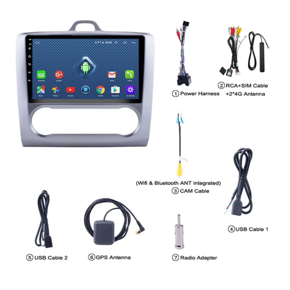 Автомобильная Мультимедийная система 4G full Netcom 2 + 32G android для Ford Focus 2006-2014 |