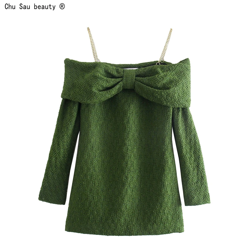 2021 Autumn New Fashion Vintage Sexy Chain Decoration Texture Slim Short Dress Bow Long-Sleeve Dresses Women Vestido Female
2021 Autumn New Fashion Vintage Sexy Chain Decoration Texture Slim Short Dress Bow Long-Sleeve Dresses Women Vestido Female
