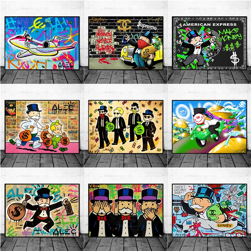 Alec Monopoly Cartoon Graffiti Wall Art Poster and Prints Rich Man Pop Street Art Canvas Painting Modern Home Decoration Picture
Alec Monopoly Cartoon Graffiti Wall Art Poster and Prints Rich Man Pop Street Art Canvas Painting Modern Home Decoration Picture