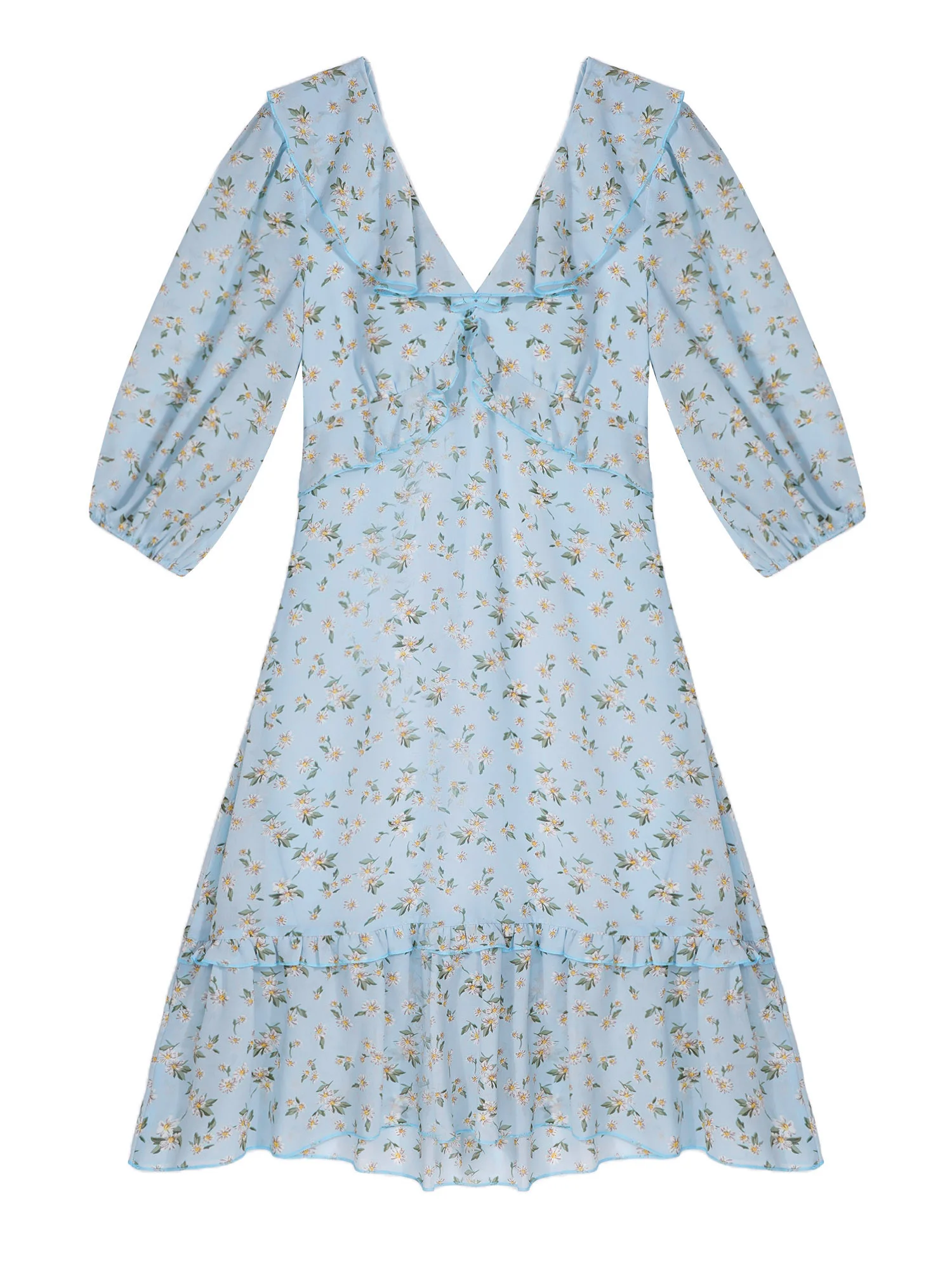 #S-XL Women Allover Floral Print V Neck Long Sleeves Ruffle Trim Straps Self Tie Back Open Back High Waist Ruffle Hem Dress
#S-XL Women Allover Floral Print V Neck Long Sleeves Ruffle Trim Straps Self Tie Back Open Back High Waist Ruffle Hem Dress