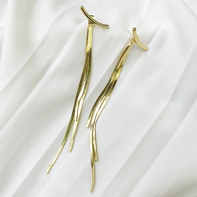 Длинные нитки кисточки серьги Глянцевая дуги геометрические для Для женщин