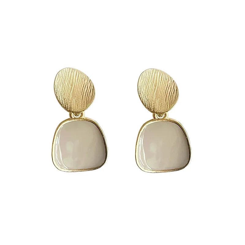 Irregular Metal Drops Of Glaze Earrings South Korea's Temperament Fashionable Joker Geometric Stud Earrings Jewelry Wholesale