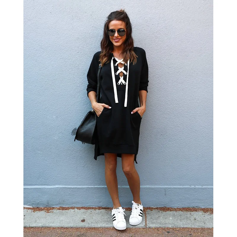 Full Sleeve Dresses Mini Hooded Autumn and Spring Female 2021 Solid Sweater Women Black Dress Lacing Straight Preppy Style
Full Sleeve Dresses Mini Hooded Autumn and Spring Female 2021 Solid Sweater Women Black Dress Lacing Straight Preppy Style