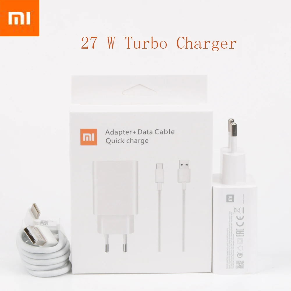 

xiaomi Fast charger 27W Original EU QC 4.0 turbo quick charge adapter usb Type C Cable for mi 9 9t pro k20 pro mi note 10 lite